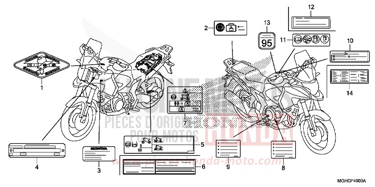 ETIQUETTE DE PRECAUTIONS von VFR1200X "Crosstourer" DCT PEARL COSMIC BLACK (NHA64) von 2016